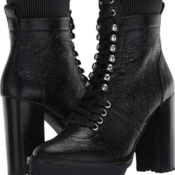 Vince Camuto Ermania Leather Platform Lace-up Bootie -7.5 - Picture 3 of 13